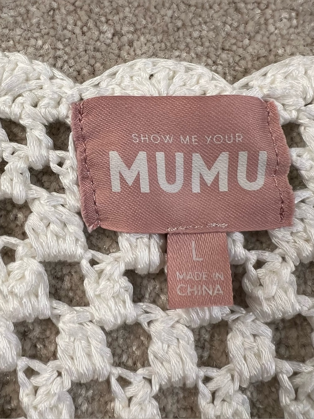 Show Me Your MUMU Cover Up Sweater Paula Pullover White Crochet Beach Vacation L - Picture 5 of 11